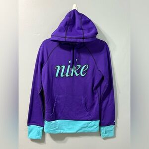 Nike Therma Fit Womens Purple Teal Hoodie Sweatshirt Women’s Pullover Size Small